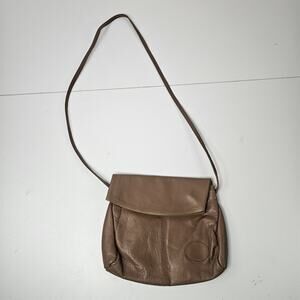 Vintage Small Leather Tan Mini Purse Flap Crossbody Strappy